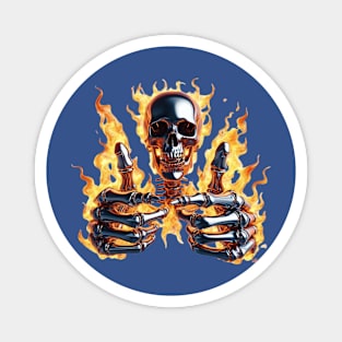 Thumbs Up Flaming Skull by focusln Magnet